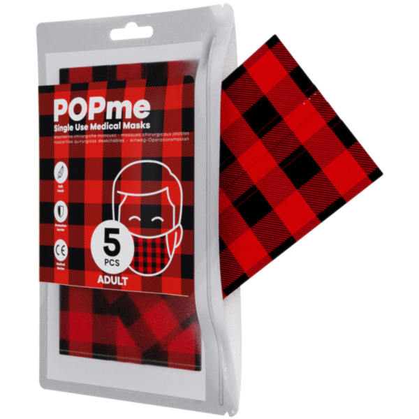 MASCHERINA POP ME RED TARTAN CONF. 5 PZ