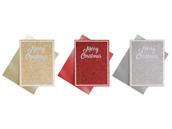 BUSTA CON BIGLIETTO 12,5X9 NATALE GLITTER